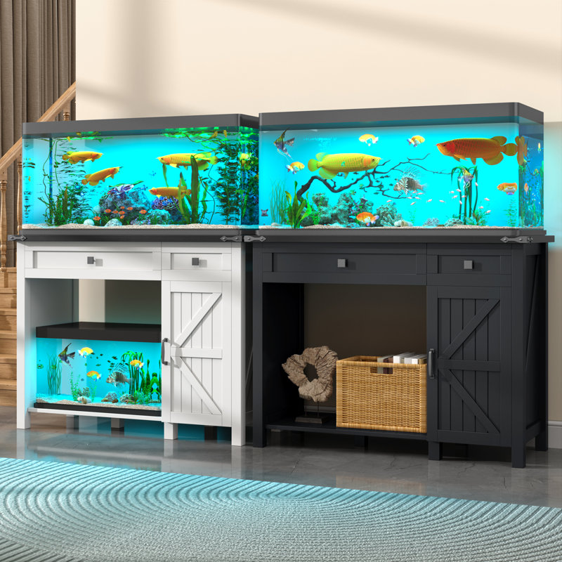 Support pour aquarium 40 gallons avec 2 prises de courant, support pour aquarium de ferme avec tablettes réglables et tiroir de rangement, support pour réservoir de reptiles 30 à 40 gallons