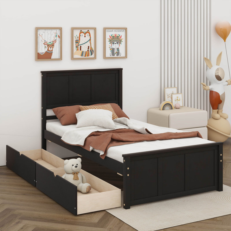 Two Drawer Platform Storage Bed, Espresso