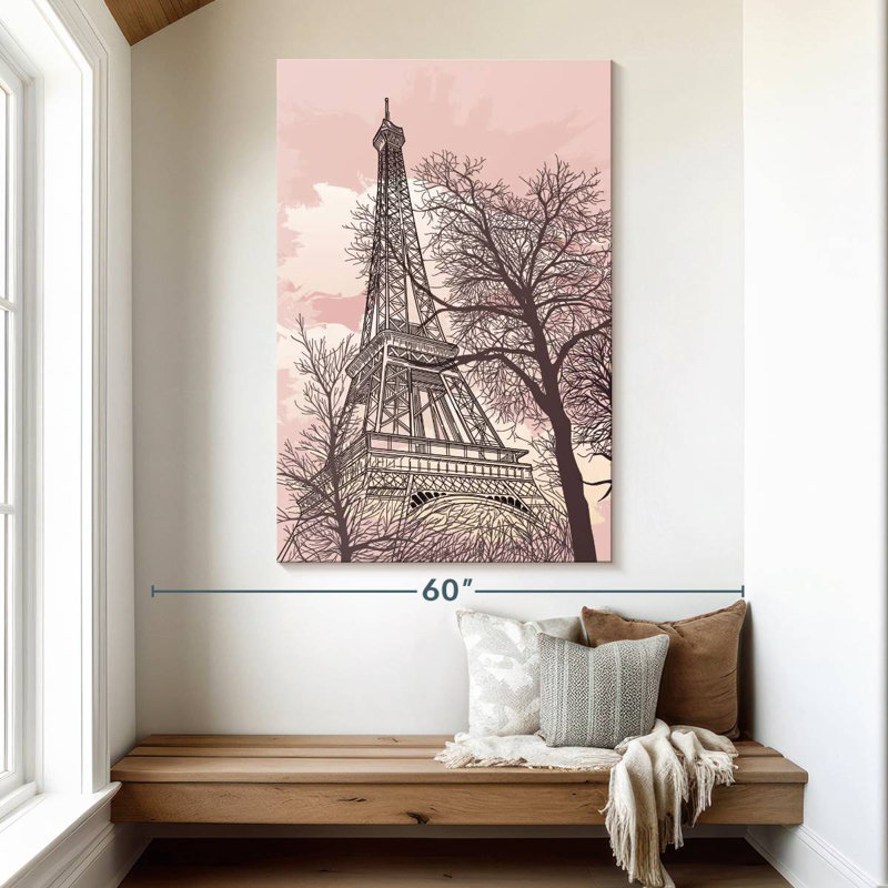 Aime Eiffel Tower Pink Sky, 51" H x 34" W