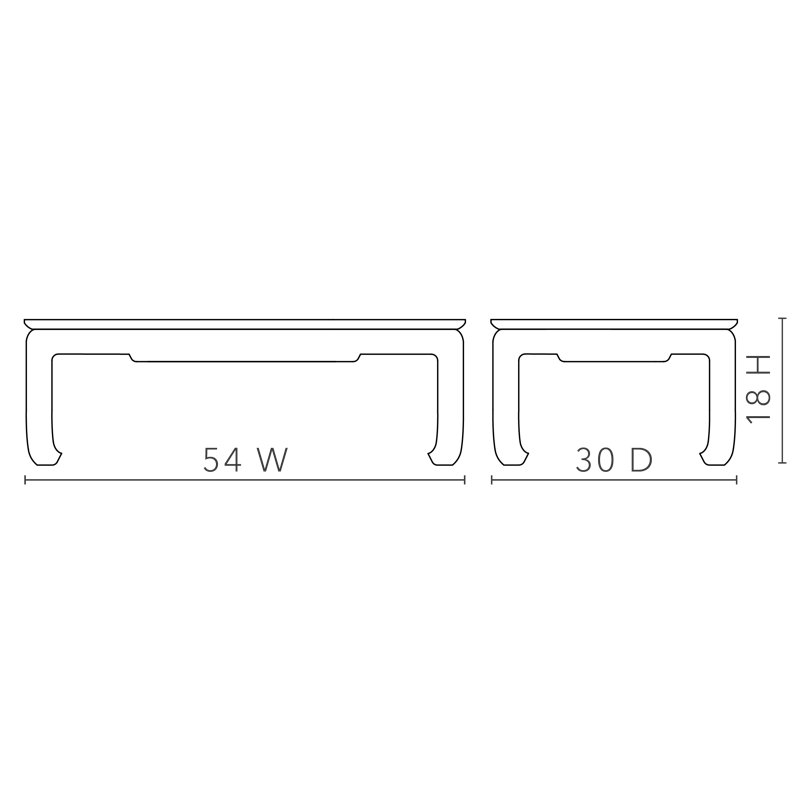 Bethany Coffee Table, 18" H x 54" W x 30" D