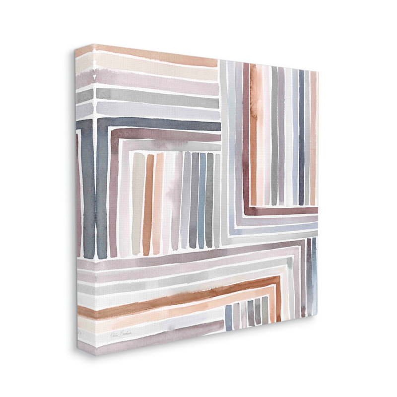 Geometric Lines Abstract 36" Square Canvas Wall Art