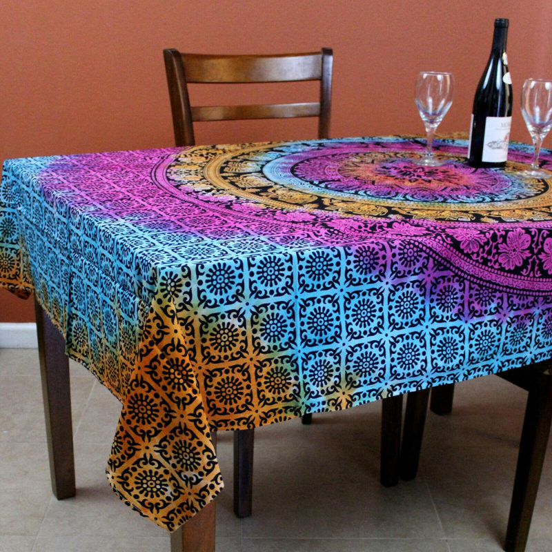 Njteh Cotton Elephant Tablecloth, Purple