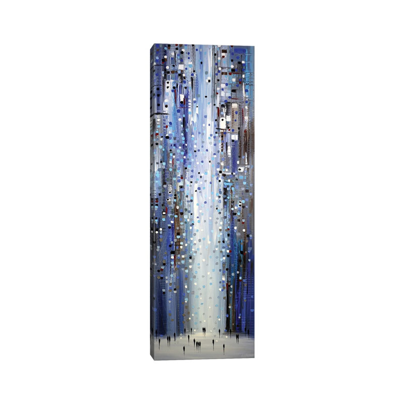 Blue Lights 1 Piece Panoramic Painting on Canvas, 30.48 cm H x 91.44 cm W x 1.91 cm D, Wrapped Canvas