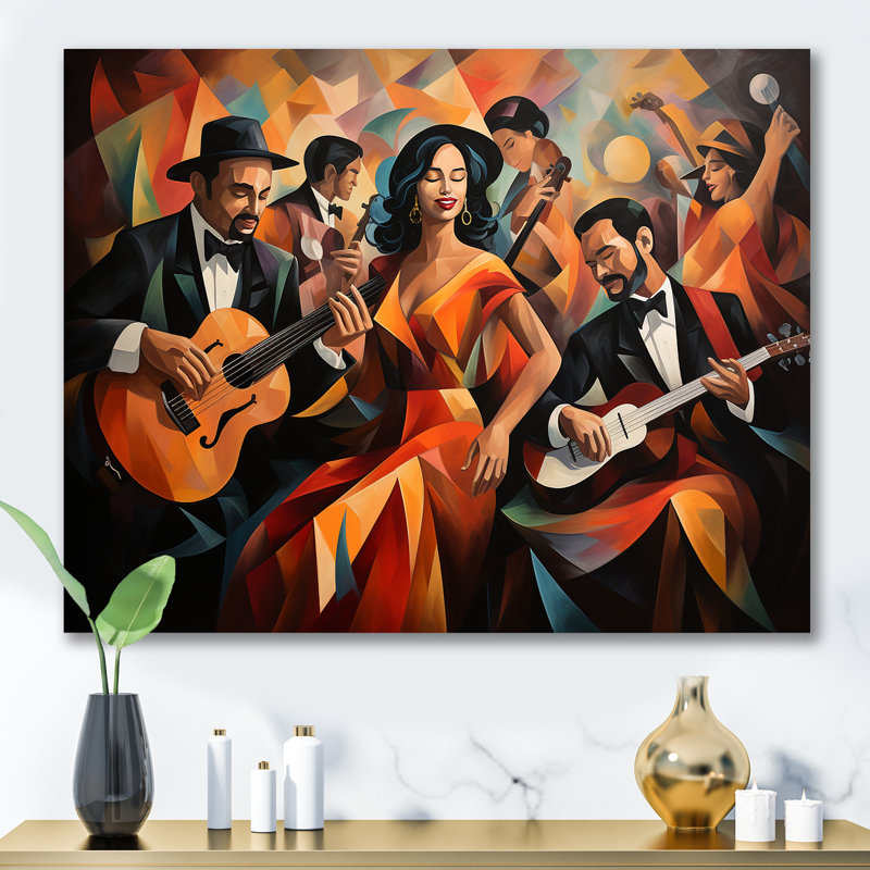 «Salsa Fiesta music latino célébration», reproduction d'art sur toile encadrée, Toile tendue, H 44 po x l 34 po x P 1,5 po
