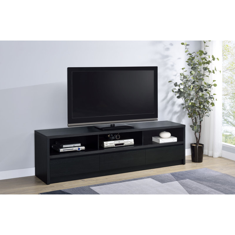 Rutland 3-Drawer TV Stand Media Console Black, 22"H x 78"L x 15.5"W
