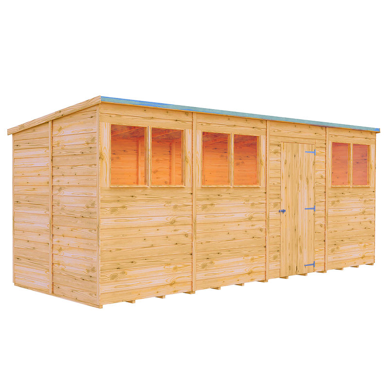 Garden Value with Windows 16 ft. W x 6 ft. D Wood Overlap Pent Storage Shed