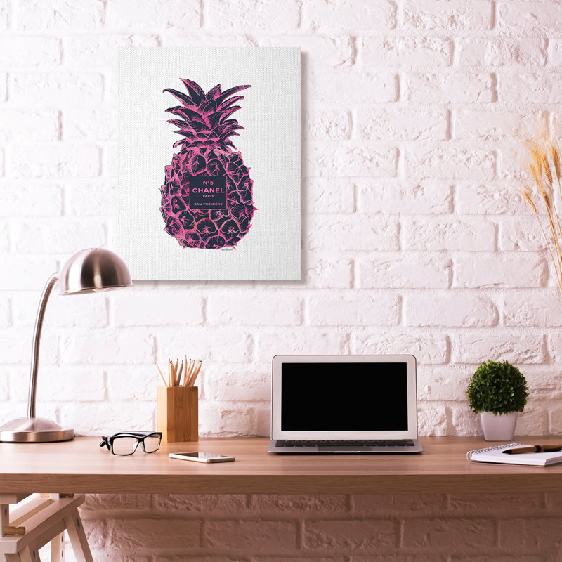 « mode motif d’ananas rose noir », impression, Toile tendue, H 40 po x l 30 po