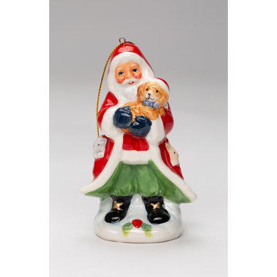 Santa with Puppy Ornament