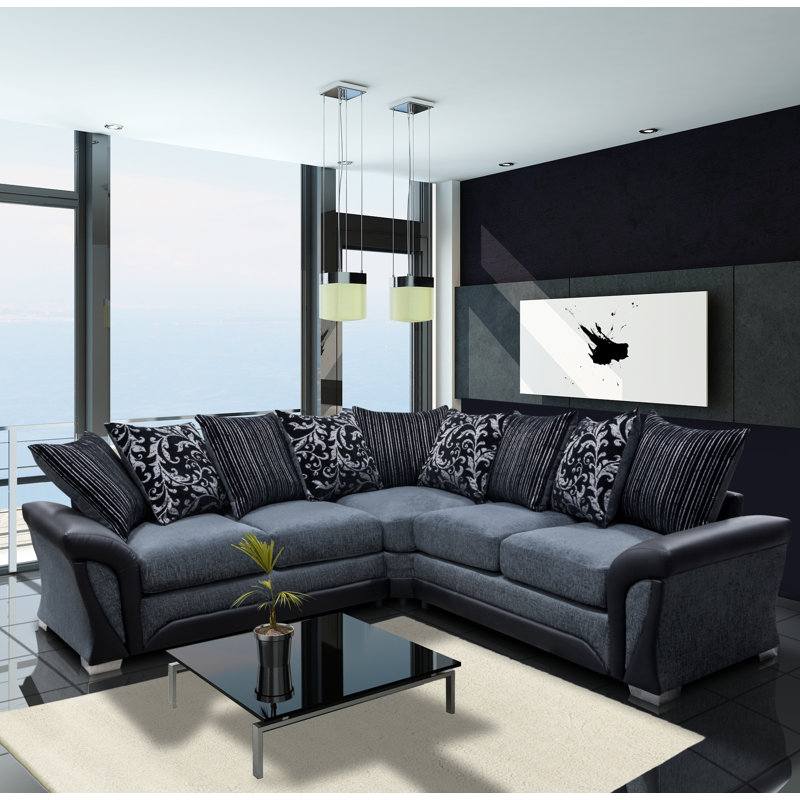 Bracamonte 5 Seater Corner Sofa , Black/Grey