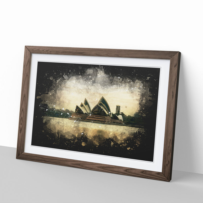 Sydney Opera House Vol.3 - Picture Frame Painting, Walnut Framed, 27cm H x 36cm W x 2cm D