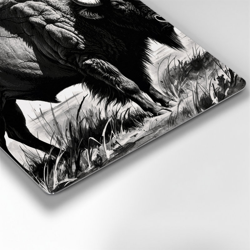 Faune, bison américain, art mural en métal gris, H 32 po x l 32 po