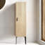 Armoire de salle de bain 14S, noir mat et rayé, conception autoportante moderne avec tablettes de rangement Pieds en métal stables Rayures attrayantes, robustes et pratiques