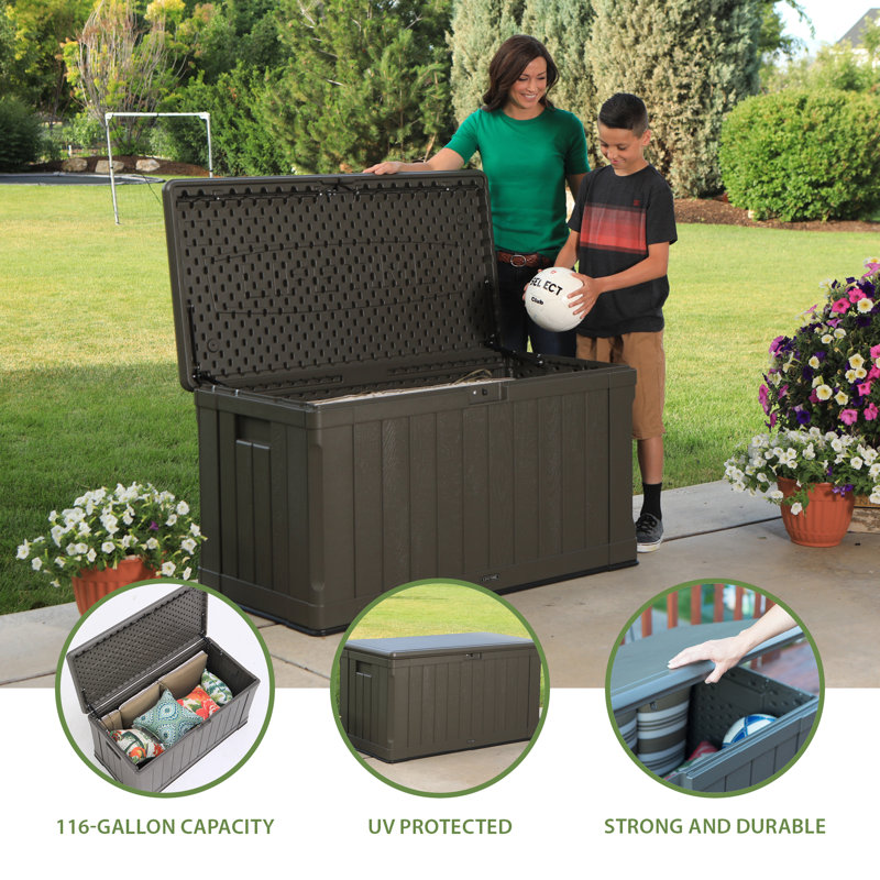Heavy-Duty 435L Resin Storage Box, Roof Brown