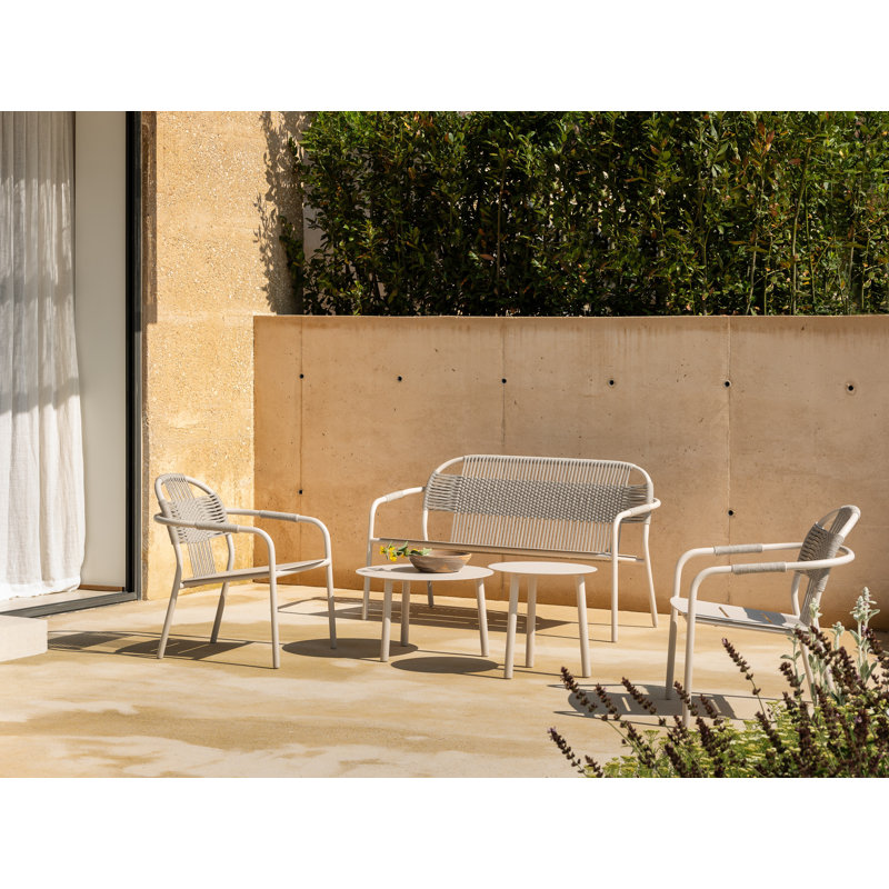 Lilo Outdoor Round Side Table, Dune White