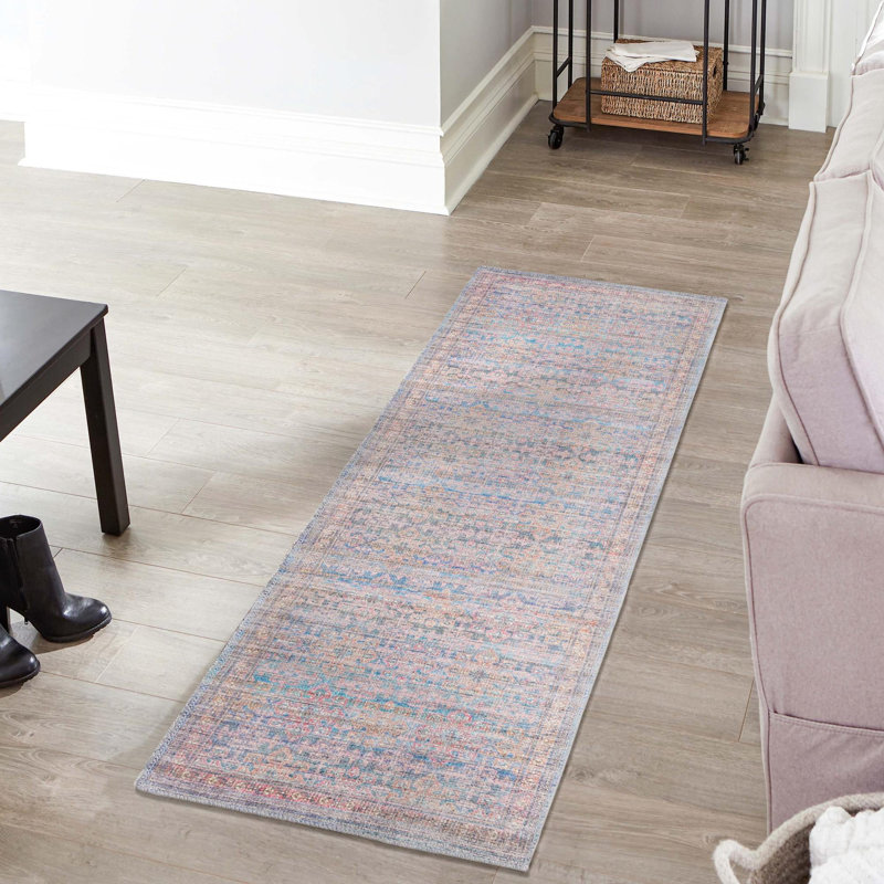 Tapis bleu tissé à la machine Hadsell, Tapis de couloir 2 pi x 7 pi 10 po