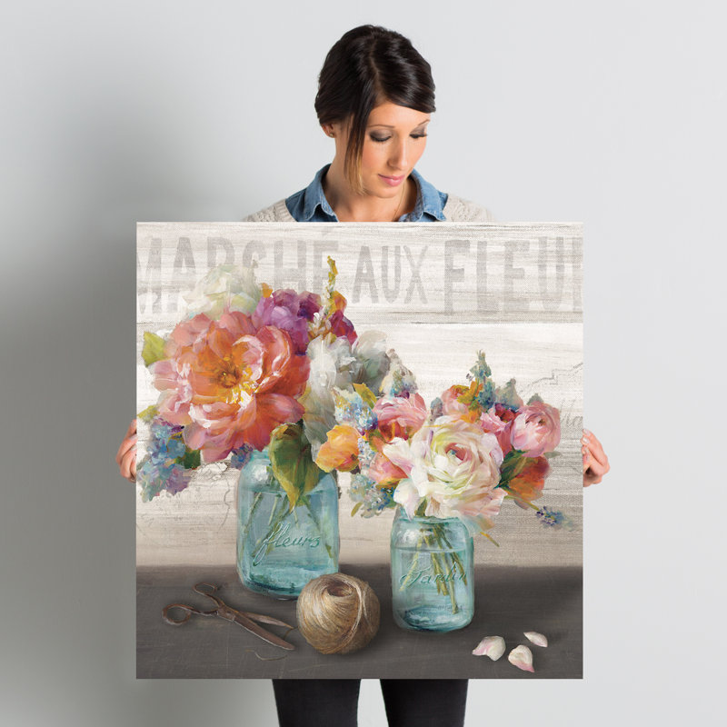 « French Cottage Bouquet III » - reproduction, Toile, H 26 po x l 26 po x P 1,5 po