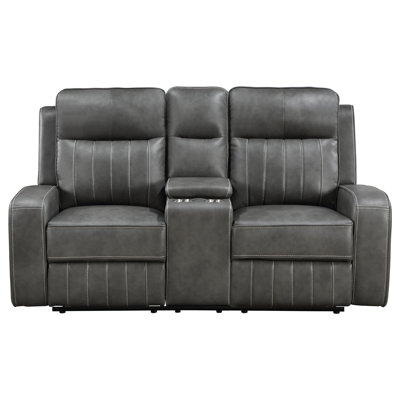 Forrest Grey Motion Reclining Loveseat with Console