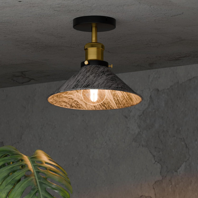 Denzel Semi Flush Mount, Brushed Silver