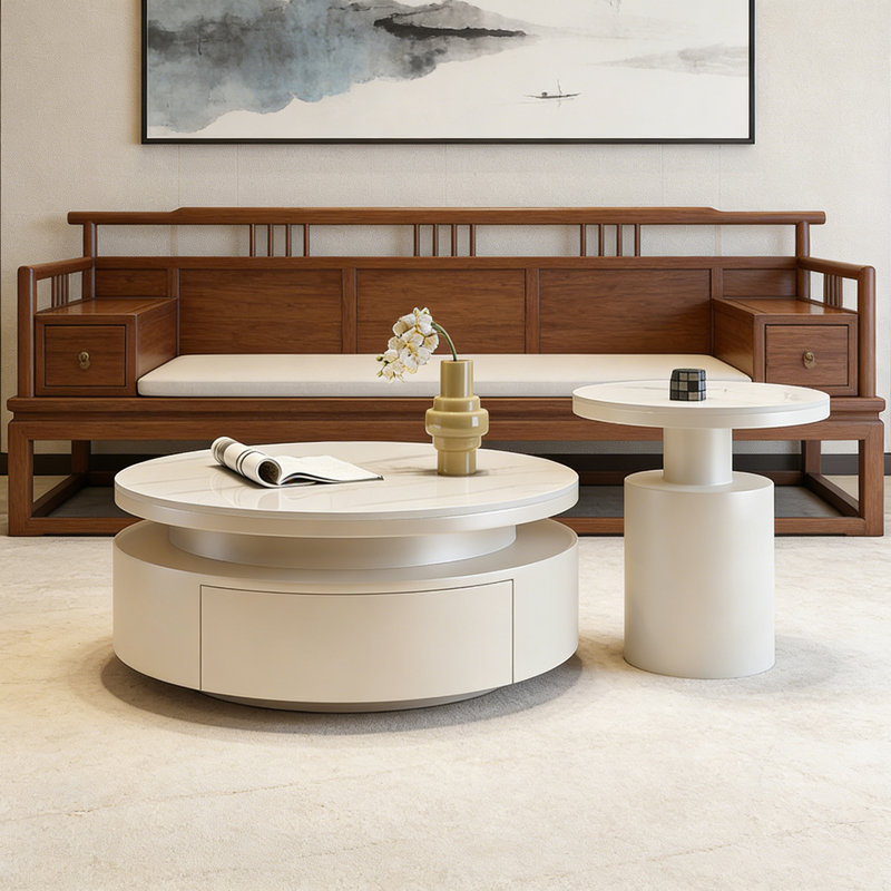 Table basse Elane , Blanc, Blanc / Gris