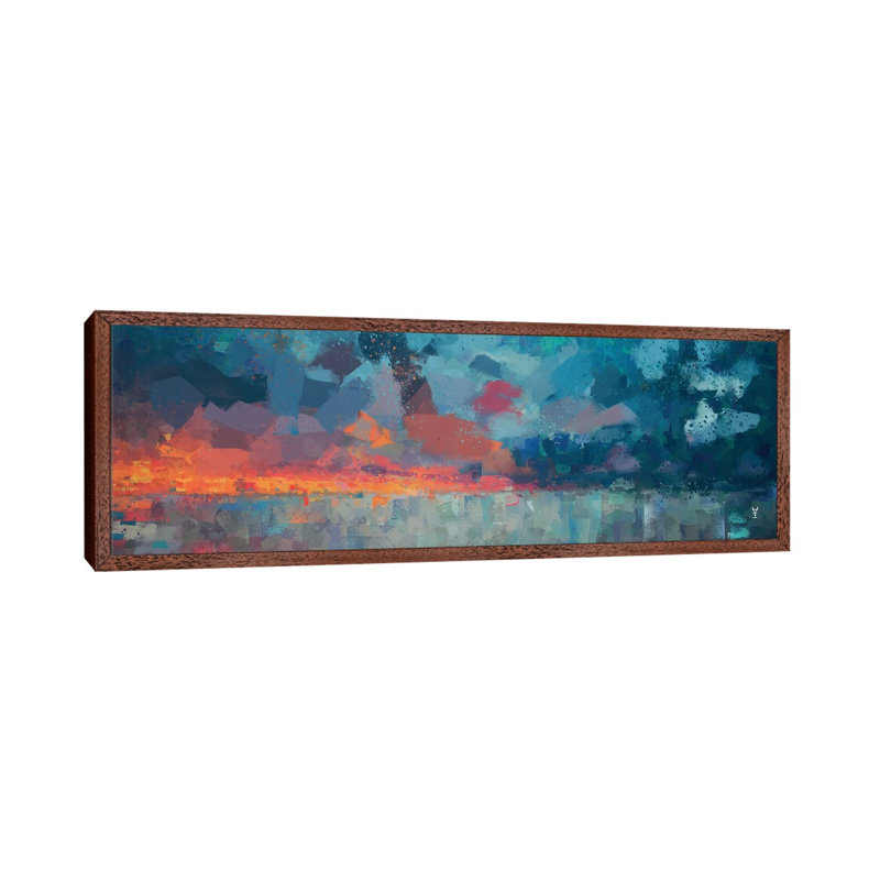 Antartico by Van Credi - Panoramic Painting on Canvas, 40.64cm H x 121.92cm W x 3.81cm D, Classic Brown Wood Framed
