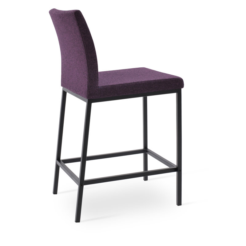 Tabouret Aria, Tabouret de bar (siège d'une hauteur de 29 po), Noir, Laine marron foncé