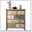 Commode d'appoint rétro en bois avec 6 tiroirs, commode de rangement rustique multicolore sculptée pour chambre à coucher, salon, décor de style campagnard (L 25,59 po x l 12,6 po x H 33,07 po)