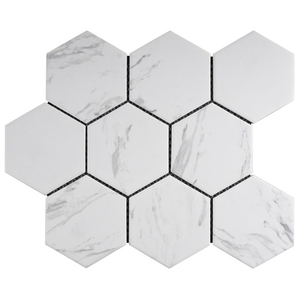 Porcetile 10.08 in. x 11.64 in. Honeycomb Matte Porcelain Mosaic Wall and Floor Tile