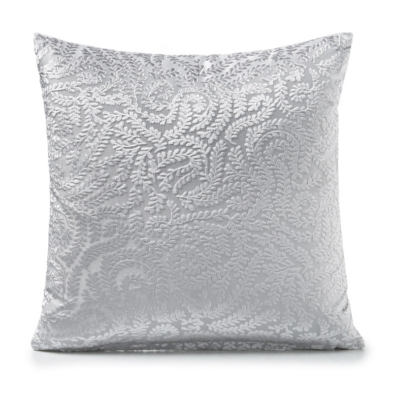 Cherryford Floral Square Throw Pillow Cover, Silver
