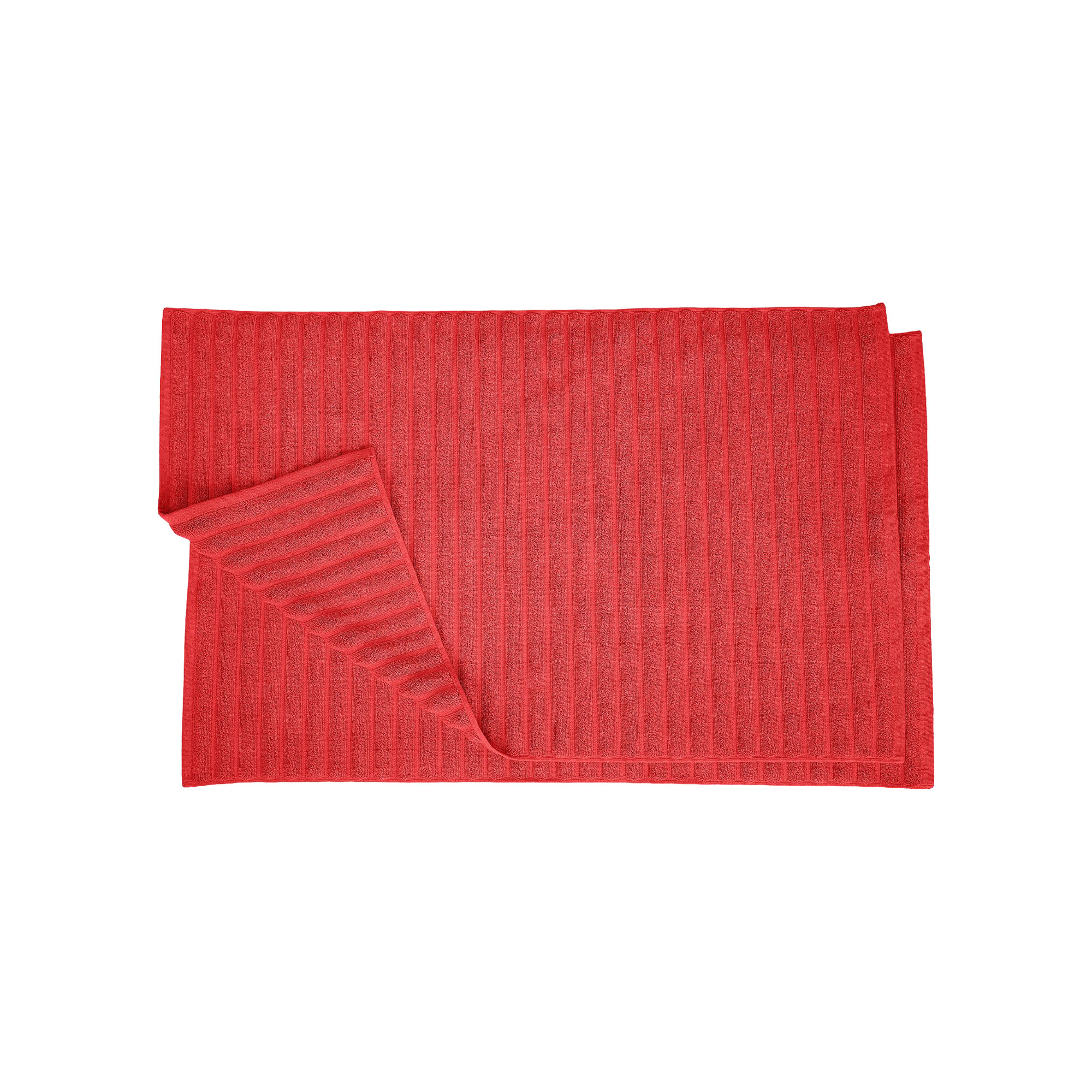 Pardue Cotton Bath Mat, Cranberry, Solid Color