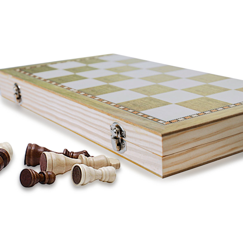Americas Toys Project Solid Wood Chess, Taupe