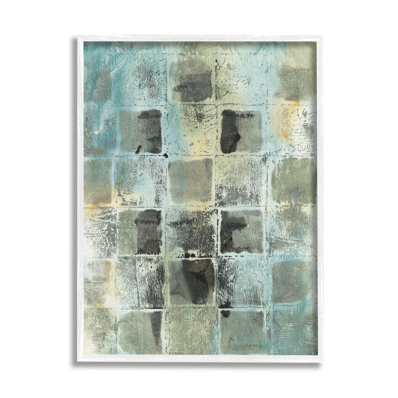 Toile tendue surdimensionnée grise, motif de blocs abstraits sur toile tendue par Joyce Combs, H 30 po x l 24 po x P 1,5 po