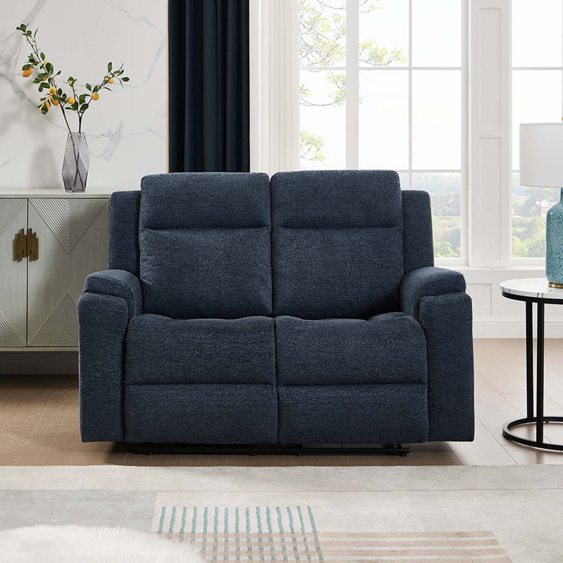 2 Seater Chenille Reclining Sofa, Blue