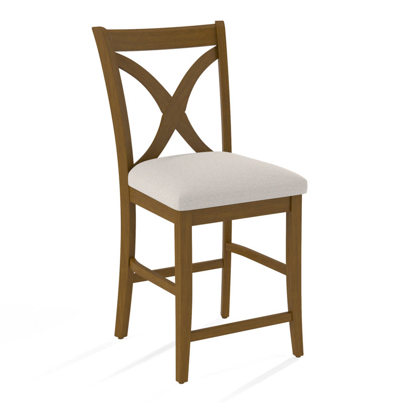 Hues Upholstered Stool with Solid Wood Frame, Light Blue Performance Fabric; 0851-55, Frost White Finish
