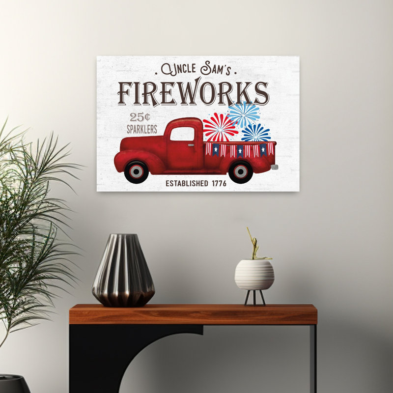 Uncle Sam's Fireworks - Truck Contemporary Art, H 40 po x l 50 po