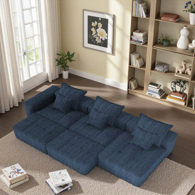 Boneless Modern Oversized Modular Sectional Sofa,Sparkling Chenille Fabric Soft Cushion Sofa With 6 Pillows,6 PCS DIY Combination Tufted Sofa,No Assembly Required