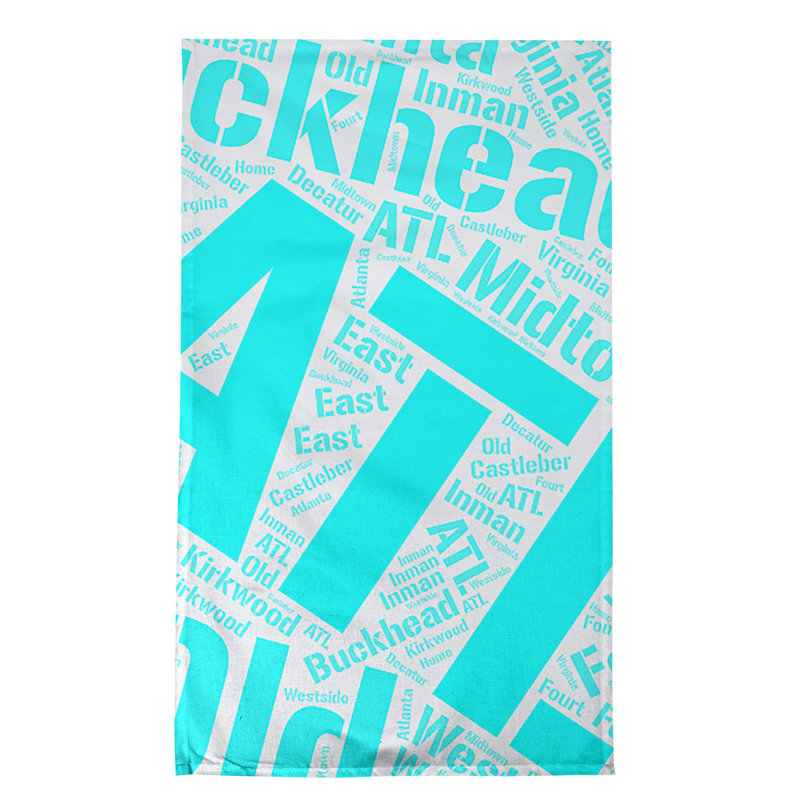 Cotton Tea Towel Kitchen Towel, Cyan, Atlanta