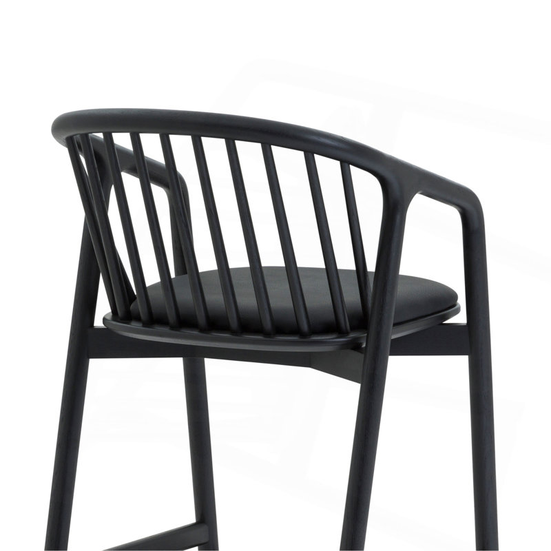 Tabouret de comptoir en bois de chêne noir et similicuir