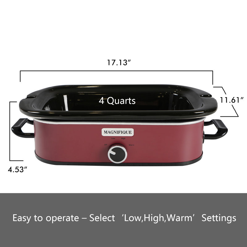 Mijoteuse de 4 pintes avec casserole Magnifique, Rouge