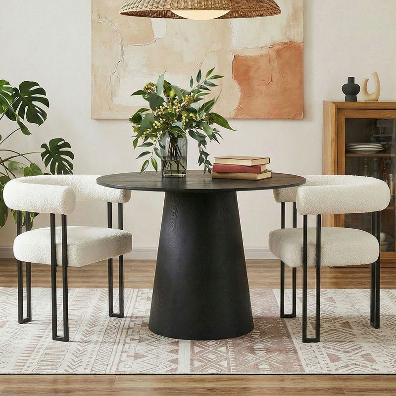 Ensemble de salle à manger moderne 3 pièces avec base piédestal Metoyer, idéal pour les petits espaces