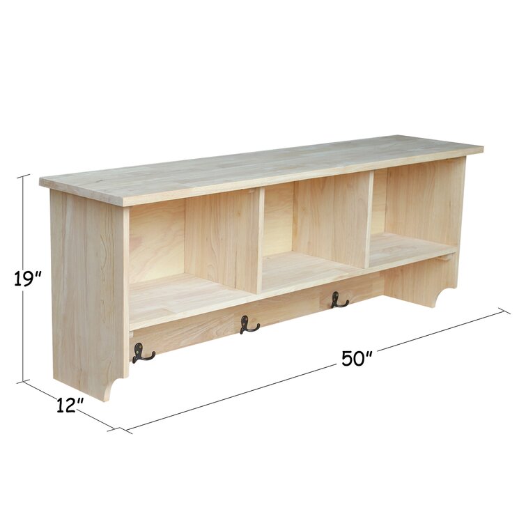 International Concepts Unfinished Wall Shelf Unit With Storage