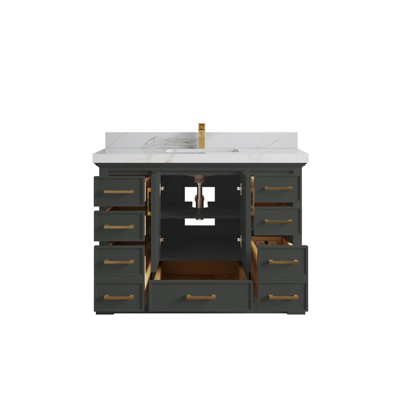 Charlotte 48'' Single Bathroom Vanity with Top, Calacatta Sienna