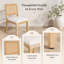 Ensemble de 2 chaises de salle à manger de style champêtre, dossier bas en rotin, structure en bois naturel, revêtement en lin beige, style moderne du milieu du siècle