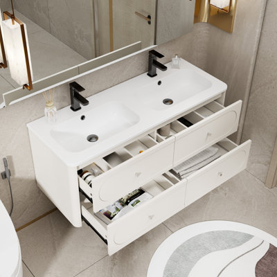 Meuble-lavabo double 48 po avec lavabo et robinets non inclus