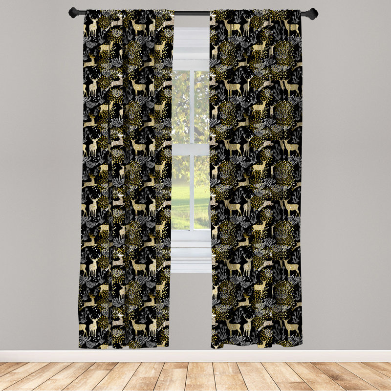 Nature Woodland and Deer Semi-Sheer Rod Pocket Curtain Panels, 28" x 84"
