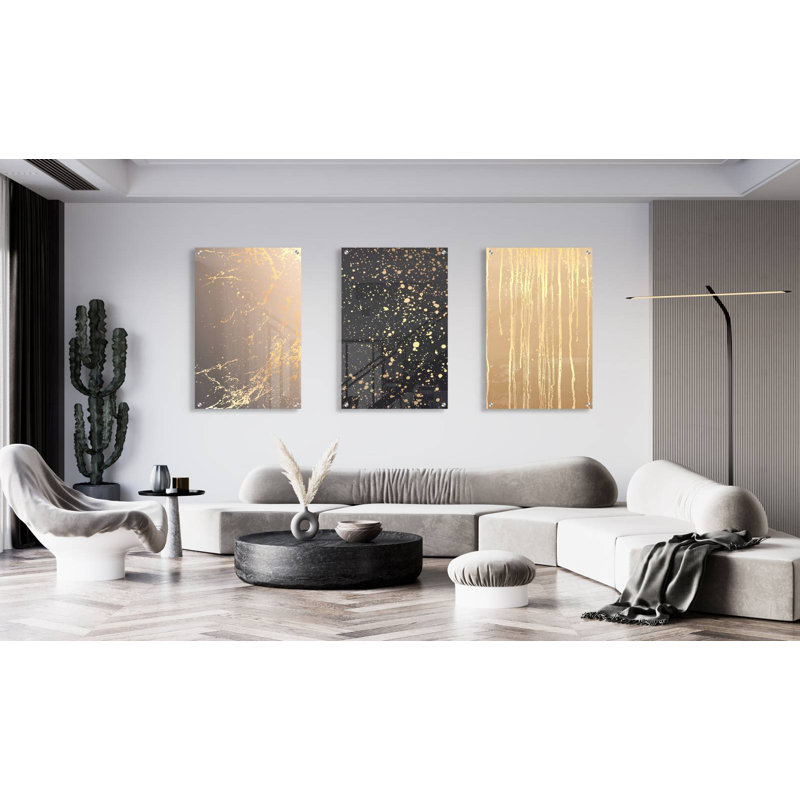 Golden Artwork - ensemble de 3 reproductions sans cadre