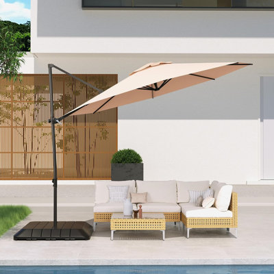 10FT Outdoor Aluminum Cantilever Patio Umbrella with Adjustable Tilt , for Backyard, Deck or Poolside