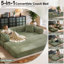 Canapé-lit en velours côtelé de 89 po, canapé futon modulaire, canapé en mousse à compression avec 2 coussins, aucun assemblage requis-1369500011-1374894629
