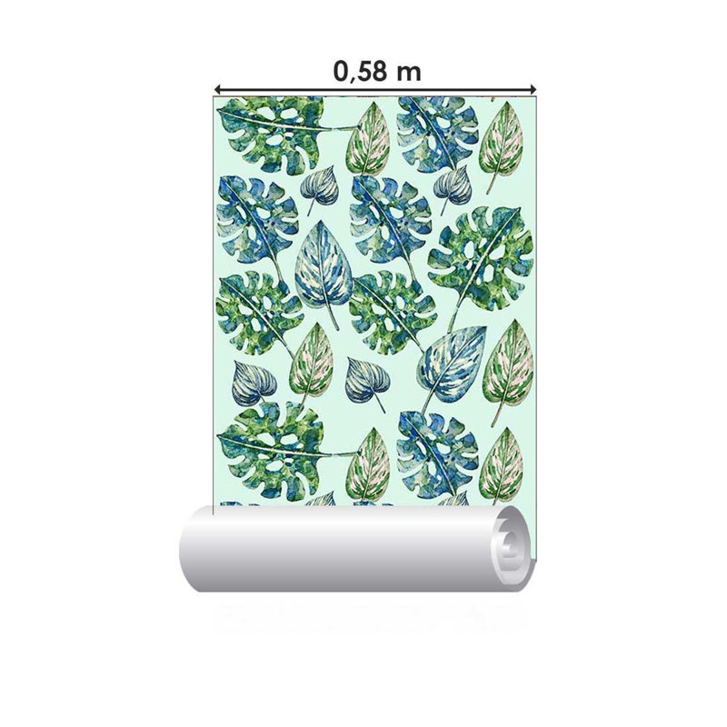 Papier peint adhésif à feuilles d'aquarelle tropicales, L 4 po x l 24 po