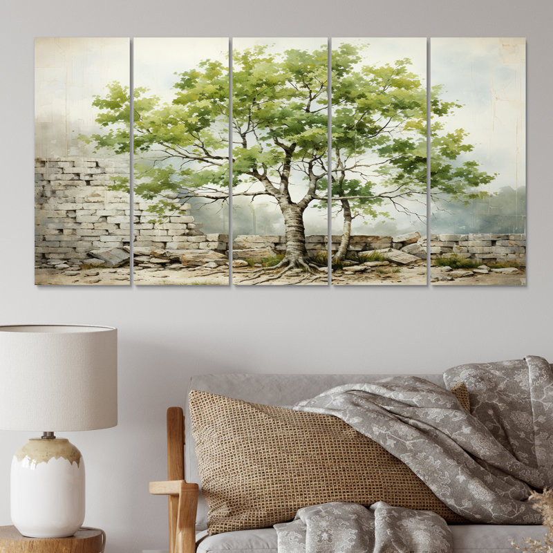Green Tree Sycamore Serenade IV sur toile, 5 pièces