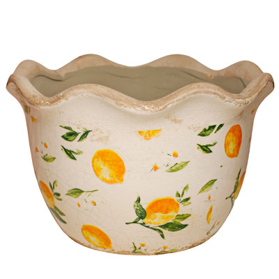 French Country Ceramic Planter Rustic Crackle Glaze Flower Pot with Drainage for Indoor Plants & Home Garden Decor